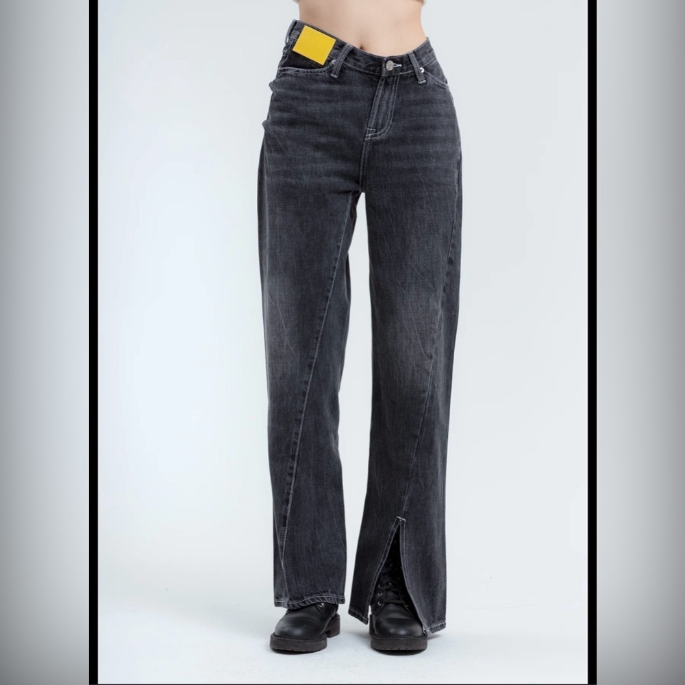 ANN ANDELMAN Black Lizard Patch Denim Jeans size 24